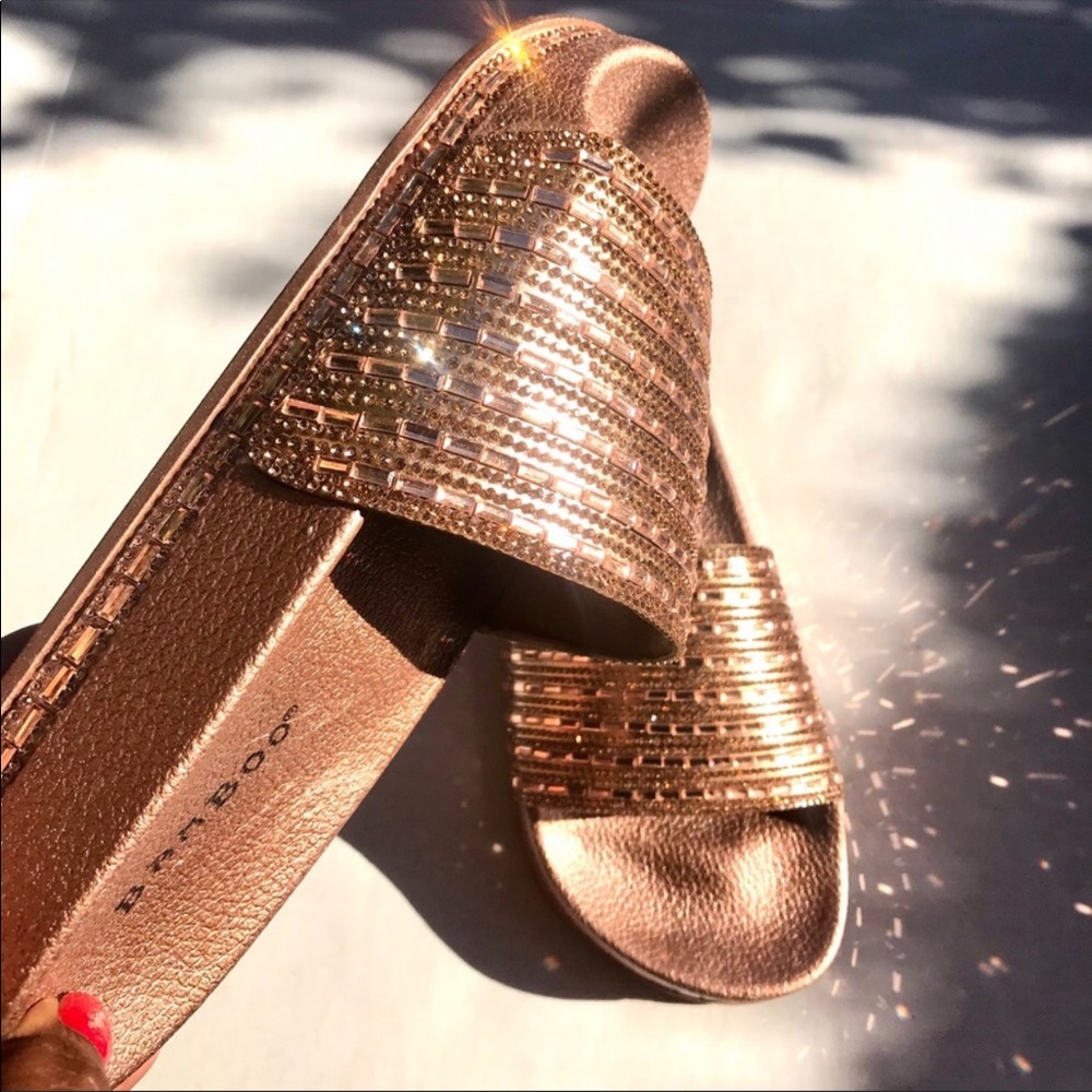New women Gold Bling Sandal Slides, size 8.